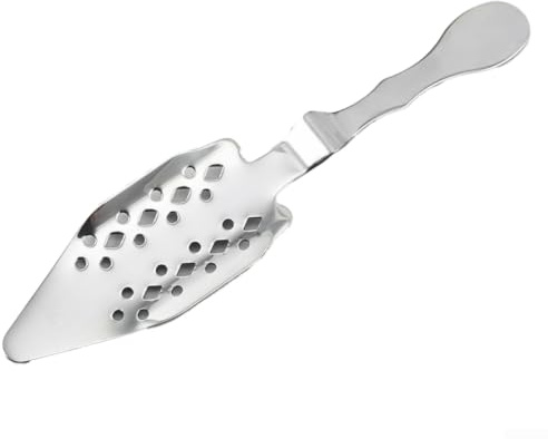 NEIQIUWING Cucchiaio da assenzio in acciaio inox con design perforato per utensili da cocktail bar, argento (argento)
