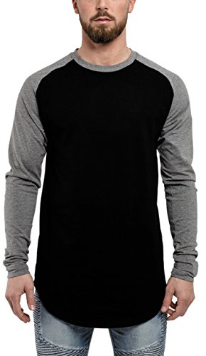 Blackskies Side Zip T-Shirt Manches Longues | Long Oversize Fashion Basic Longshirt Long Tee Homme avec Fermeture éclair