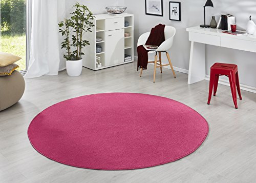 HANSE Home - Tappeto Rotondo a Pelo Basso, in Polipropilene, 200 x 200 x 0,7 cm, Colore: Rosa