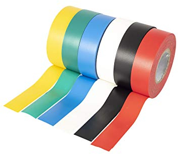 GTSE Mixed 6 Pack PVC Electrical Insulation Tape, 20m x 19mm, Premium Multi-colour Rolls, Long Adhesive Tape