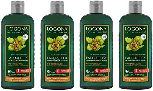 Logona Farbreflex Shampoo Braun-Schwarz Bio-Haselnuss, 4 x 250ml