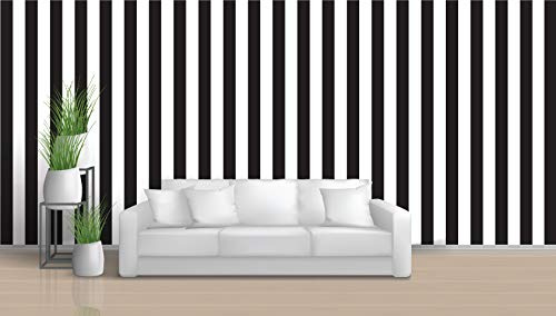 Carta da parati moderna, righe, design essenziale, minimal, decorazione optical, vari colori, arredamento salone, camera da letto, ufficio, negozio, bagno (1m², Bianco/Nero)