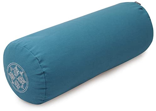 Yogishop Yoga-Bolster rund - Vintage - Organic Cotton 62 x 21.5 x 21.5 cm, Marine blau