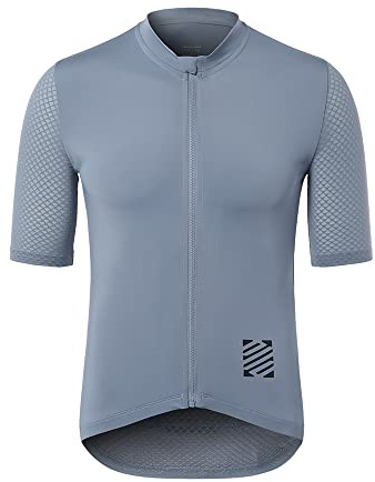 ARSUXEO Pro Cycling Jersey Men Short Sleeves Ultra-Light Road Bike Jersey Cycling Biking Bicycle Shirt Grey Size Medium