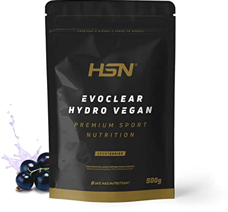 Proteína Clear Vegana de HSN Evoclear Hydro Vegan | Sabor Grosella Negra 500 g = 31 Tomas por Envase Proteína Hidrolizada de Guisante | Textura Tipo Zumo Refrescante | No-GMO, Vegano, Sin Gluten
