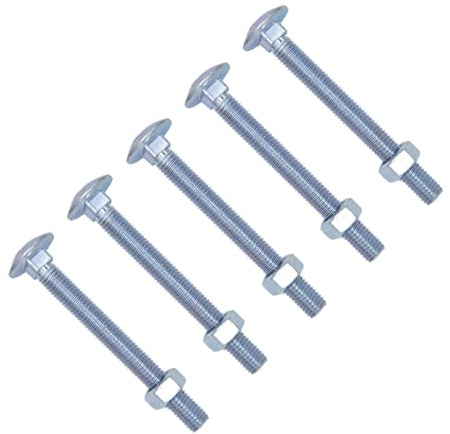 TERF® M6 X 12mm Cup Square Carriage Bolt and Nut M6 (6mm) X 12mm Coach Bolts with Hexagon Nuts - Pack of 20