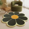 Morbuy Flauschig Weicher Teppich in Blumenform, Blumen Schaukelstuhl pad Bodenmatte Waschbar rutschfest Shaggy Teppiches für Kinderzimmer Wohnzimmer Schlafzimmer Dekoration (140cm,Dunkelgrün)