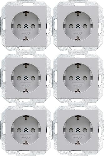 Kopp Athenis professionell förpackning, innehåll 6 x jordkontaktuttag, 1-vägs med kontaktskydd, 16 A, 250 V ~, IP20, grå, matt yta, 943034058