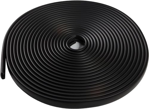 QUEST Pasamanos PVC 40 x 8 Barandilla para Escaleras, Plástico, Perfil para Barandillas de Escaleras, Goma, Negro, 10 Metros