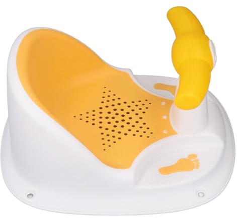 Seggiolino da Bagno per Neonati, Sedia da Doccia per Bambini, Ventosa Ergonomica e Resistente per il Bagno (bianco giallo)