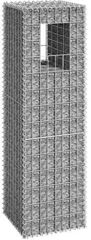 Baziroo Gabion en fer, 40 x 40 x 140 cm, argenté, pour murs de soutien, clôture, grillage en pierre, gabion, brise-vue, gabion en pierre, gabion