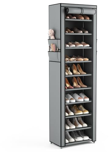 Vicye Zapatero de 11 Niveles Mueble Zapateros de Tela para 20-22 Pares de Zapatos Armario Zapatero Estrecho y Alto con Funda para Entrada Recibidor, Pasillo, Dormitorio