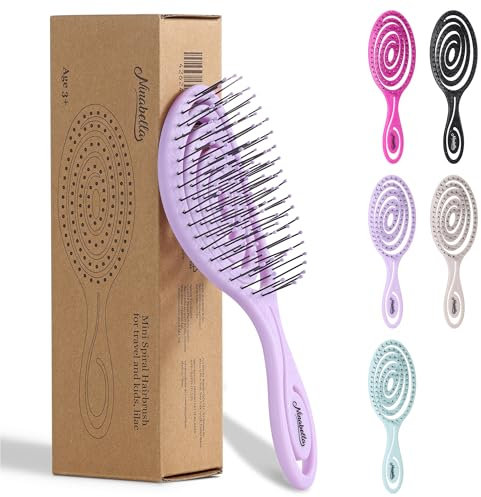 Ninabella Mini Brosse en Plastique Recyclé pour Cheveux - pour Femme Homme, Idéal pour Cheveux Bouclés, Fin, Crepus, Afro, Frisés, Epais, Ondulés Sans Tirer