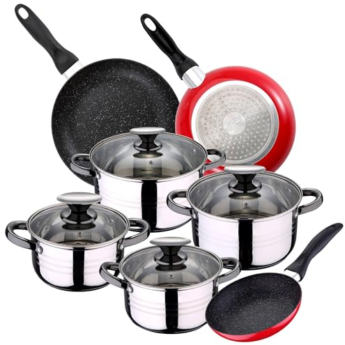 San Ignacio Juego de Batería Hita de cocina de 8 piezas + 3 sartenes 16/20/24cm aluminio