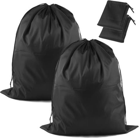 Large Laundry Bag,2 Pack Waterproof Travel Laundry Bag,Foldable Dirty Clothes Storage Bag with Drawstring Closure for Travel Bedroom Laundry room Dormitory(50x60cm Black)