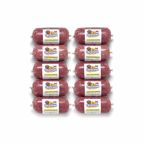 Truepaws Raw Foods High-Protein Raw Dog Food - Frozen Chicken Mince - 12kg (24 × 500g) - Natural & Grain-Free Meal for Dogs - Complementary Dog Meal- BARF Diet
