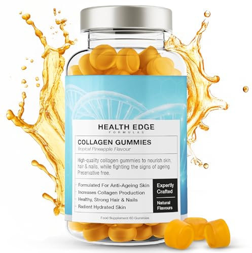 Collagen Gummies - High Strength - for Skin, Hair, Nails, Bones, Muscles & Joints. Hydrolysed Collagen Peptides - Natural Orange Flavour, No Additives or Preservatives