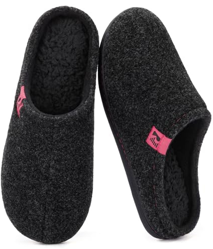 RockDove Pantofole da Donna in Feltro Stile Clog Robuste Antiscivolo per Interni, 38/39 EU, Nero