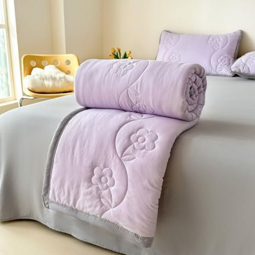 DOTBUY-SHOP Colcha Boutí Patrón Floral, 2025 Cubrecama Suave Ligero y Transpirable, Cubre Cama Multiusos para Primavera y Verano, Colchas para Cama 90/120/150/160 (Color Lila,200x230cm)