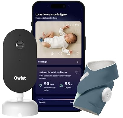 Owlet Dream Duo – Smartes Babyphone mit App | Sensorbasierte Babyüberwachung mit Dream Sock®, 2K HD Kamera, Schlaftracking & Echtzeit-Benachrichtigungen | WLAN (Bedtime Blue)