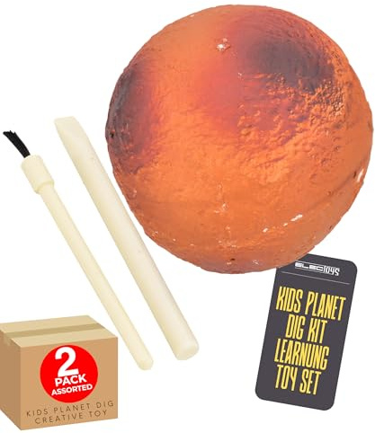 Planet Explore Space Excavation Kit STEM Educational Toy for Kids Mars Digging Set with Tools Hands-On Science Activity for Children Space Exploration Dig Ball Includes 2 Pack