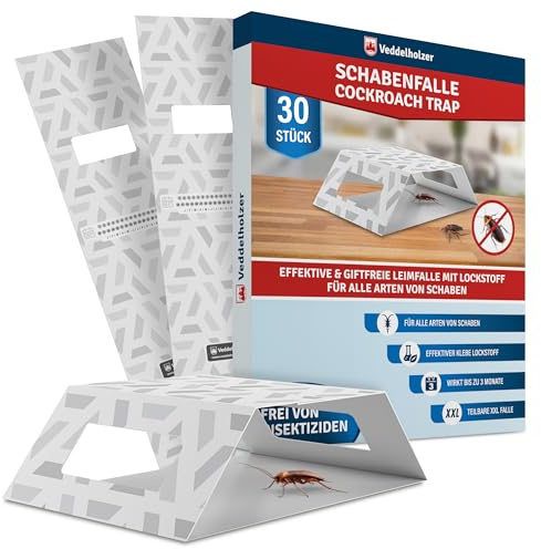 Veddelholzer XXL 2 in 1 trappola per scarafaggi divisibile con esca integrata Attrattivo 30 pezzi Trappola efficace contro tutti i tipi di scarafaggi Non tossica