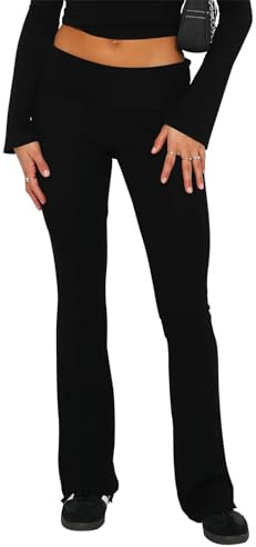 Loalirando Pantalon de Yoga Femme Evasé Taille Elastique, Pantalon Extensible Slim pour Fitness, Gym, Jogging