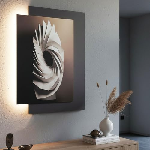 Arnusa Cuadro de pared LED con iluminación indirecta, moderna decoración de pared con luz, USB, mando a distancia, 60 × 80 cm, WD006