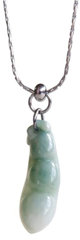 Green Natural Jade Pea Horn Pendant Amulet Jade Fu Bean Clavicle Chain