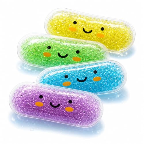 Oiieco Kids Gel ice Packs Reusable, 4-Pack Cold Compress for Injuries | Reusable ice pack for injuries, Boo-Boos, Fever Relief, Soft Flexible PVC Ice Pack, Portable Colorful Pain Relief Pack