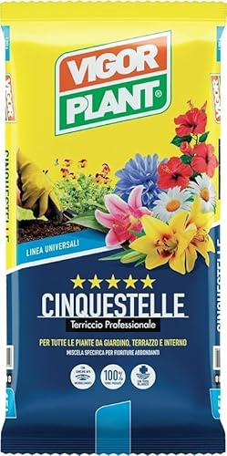 Terriccio Professionale CINQUESTELLE 20L | Substrato Universale per Piante da Giardino | Terrazzo e Interno | Ricco di Nutrienti | Soffice e Drenante | Ideale per Fiori | Ortaggi e Piante Verdi