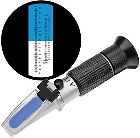 Hanstronik Refractometer beekeeper Honey Refractometer 58-90% brix sugar 38-43 Baume Honey Moisture12-27% water Beekeeping, Maple,RHB-90 ATC From