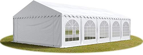 Festzelt Partyzelt 6x10 m schwerentflammbar Premium, hochwertige PVC Plane 750 N in weiß 100% wasserdicht mit Bodenrahmen