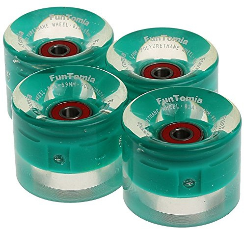 FunTomia Lot de 4 roues LED pour miniboard/skateboard 59 x 45 mm avec roulement à billes ABEC-9 Dureté 82A