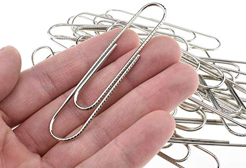 HAHIYO Paperclips Nonskid Extra Large Sturdy 3” Length Paper Clips with Ridges Non Skid Heavy Duty Tight Grip Thick Rust Proof Reusable Metal Bright Silver for Home Office School 40 Pack