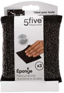 5five - Lot de 3 éponges en INOX