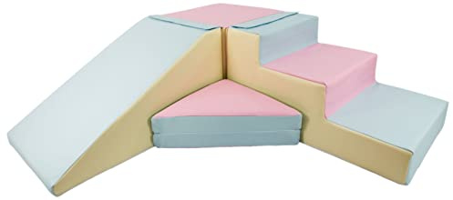 4 Großbausteine Schaumstoffbausteine Spielbausteine Bauklötze Rutsche-Set (Farbe: pink, blau, gelb (Pastell))