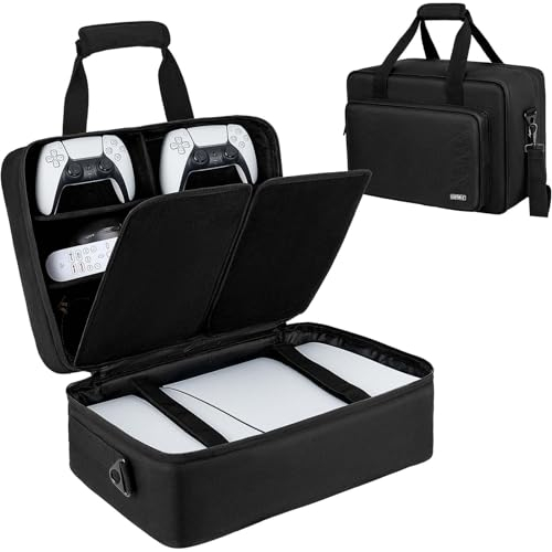 IVODEELA Console Carrying Travel Case Compatible with PS5/PS5 Pro/PS4,PlayStation 5,PS5 Digital Edition,Protective Storage Bag for PS5 Controllers,Headset,Game Discs,Charger Accessories,Black