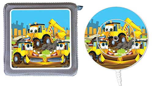 MeinBaby123® Schutzfolie kompatibel mit Toniebox und Ladestation | Schutzcover selbstklebend I Folie Sticker I Toniebox Zubehör (Ladestation Bundle: Bagger)