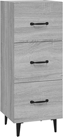 vidaXL Sideboard mit Schubladen Schrank Anrichte Beistellschrank Kommode Schubladenschrank Mehrzweckschrank Grau Sonoma 34,5x34x90cm Holzwerkstoff