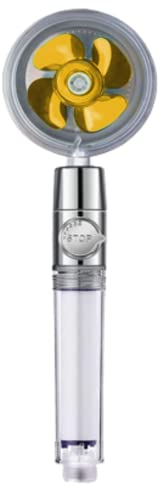 Douchette SAVEWATER POWER - VENTEO - Pommeau de douche avec hélice haute pression - Economise et filtre l’eau - Régulateur de puissance grâce à l'interrupteur stop - Tête articulée - Coloris Or