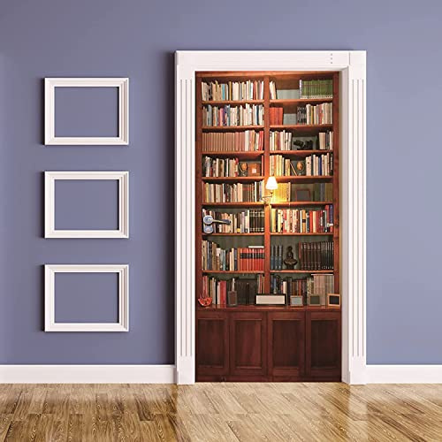 3D Estantería De Libros Póster De Puerta, Pegatina Autoadhesiva Para Puerta, Papel Tapiz Para Puerta, Mural Para Puerta, Arte Para Puerta, Pegatina De Pared Para Puerta, Foto De Puerta 80 X 200 Cm Pa