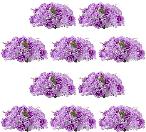 NUPTIO Flower Balls for Wedding Centrepieces: 10 Pcs 36cm Diameter Artificial Flower Ball Arrangement Bouquet Party Centerpieces for Tables Light Purple Fake Rose Flowers for Weddings Decor