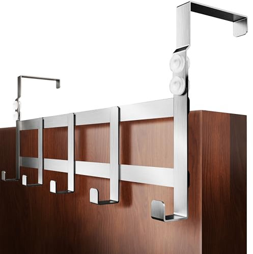 4smile Over Door Hanger – Stainless Steel Coat Hanger for Door Depth 4.1 cm (1.6) & 4.6 cm (1.8) - Hangers for Clothes, Coat Hooks
