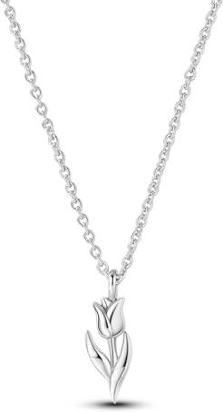 NARMO Collar Femenino 925 Colgante de Tulipanes de Plata Esterlina Regalo de Joyería