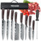 MDHAND Set de Couteaux de Cuisine, 8 pièces couteau cuisine professionnelle avec étui à roulettes, acier inoxydable à haute teneur en carbone extrêmement tranchant Ensemble de couteaux de cuisine