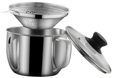 SHOWERORO Separador De Aceite y Sopa De Acero Inoxidable Recipiente Colador De Aceite Filtro De Grasa Recipiente De Acero Inoxidable Herramienta De Cocina