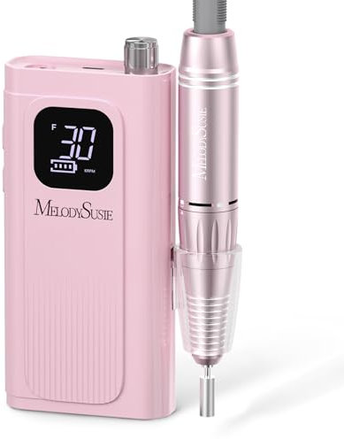 MelodySusie SC300F Professionnel Ponceuse pour Ongles à Clip, Rechargeable Sans Fil Lime à Ongle Electrique 30000 tr/min, avec LCD écran et Vitesse Réglable, pour Salon