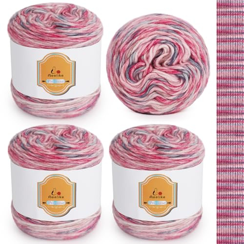 Aeelike 400 g färggradientgarn bomull för virkning, 210 m superlätt gradient cupcakes bobbel, supermjukt flerfärgat luftull för babytäcke, pullover, schal, hattar, ombré stickgarn set sötsocker