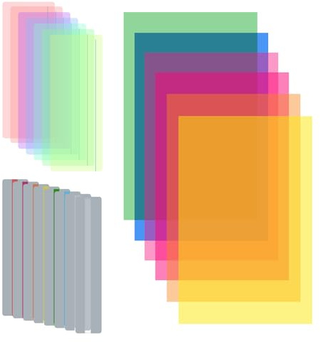 YIMETOP 22PCS Coloured Dyslexia Overlays - 3 Sizes Reading Highlight Strips, ADHD & Dyslexia Aids for Children Teachers Beginners, Reduce Visual Stress